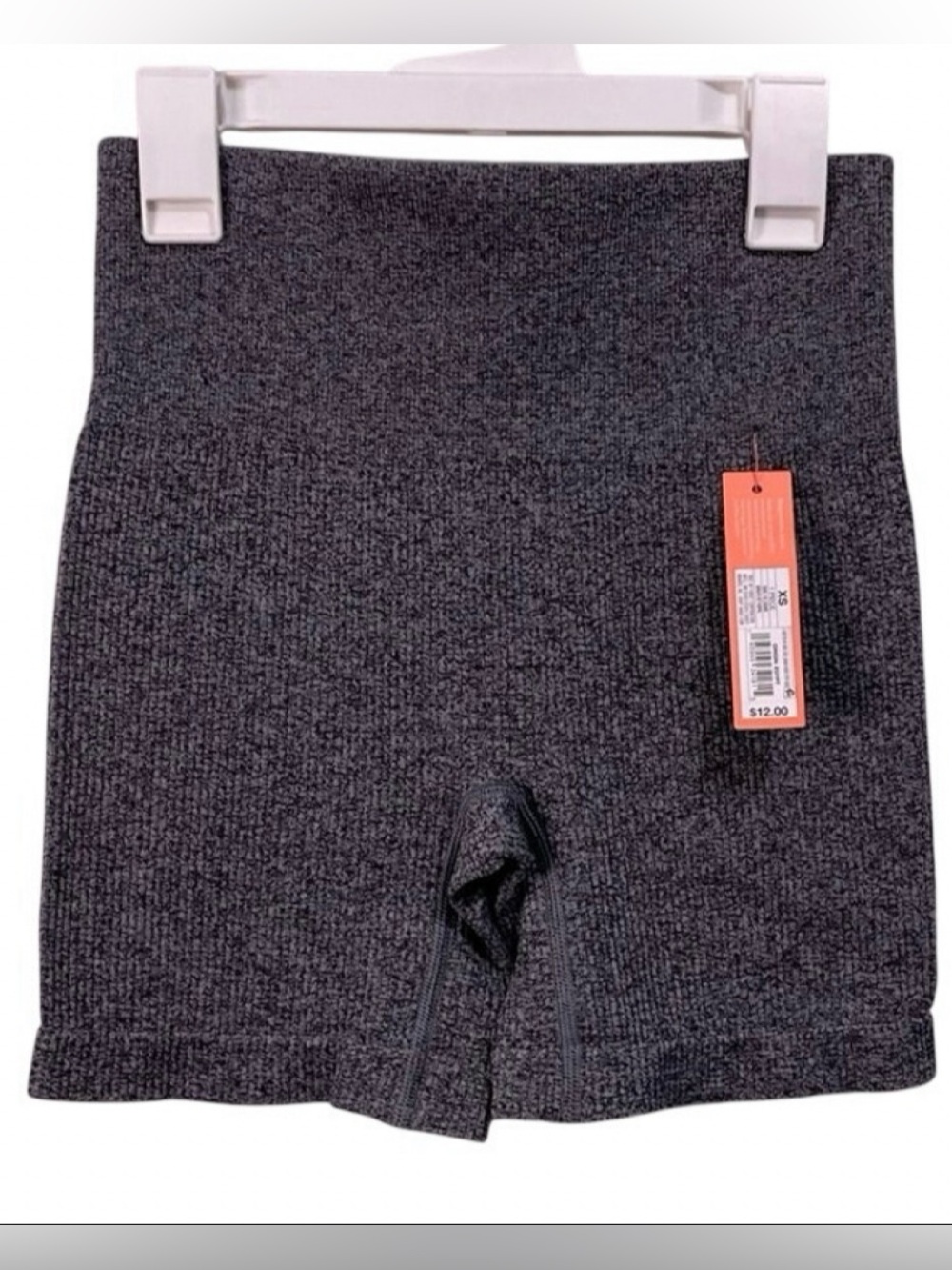 Colsie Dark Charcoal Ribbed High-Waist Bike Shorts